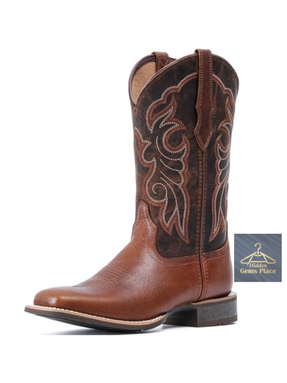 Handcrafted Full-Grain Leather Western Boots Square Toe Mid-Calf